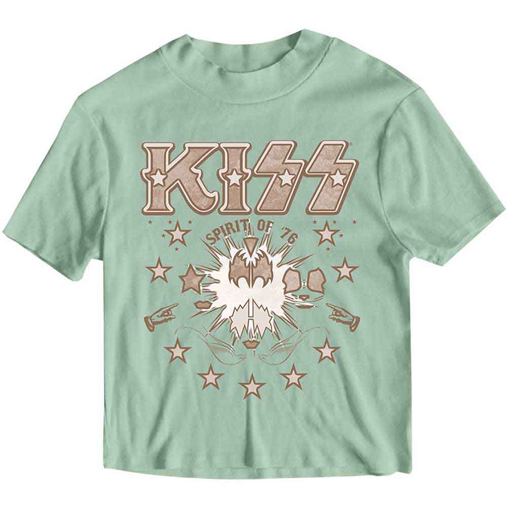 KISS Ladies Crop Top: Spirit of '76 (Green)