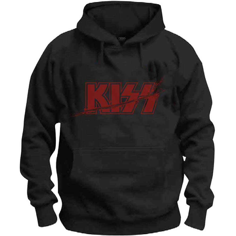 KISS Unisex Pullover Hoodie: Slashed Logo (Black)