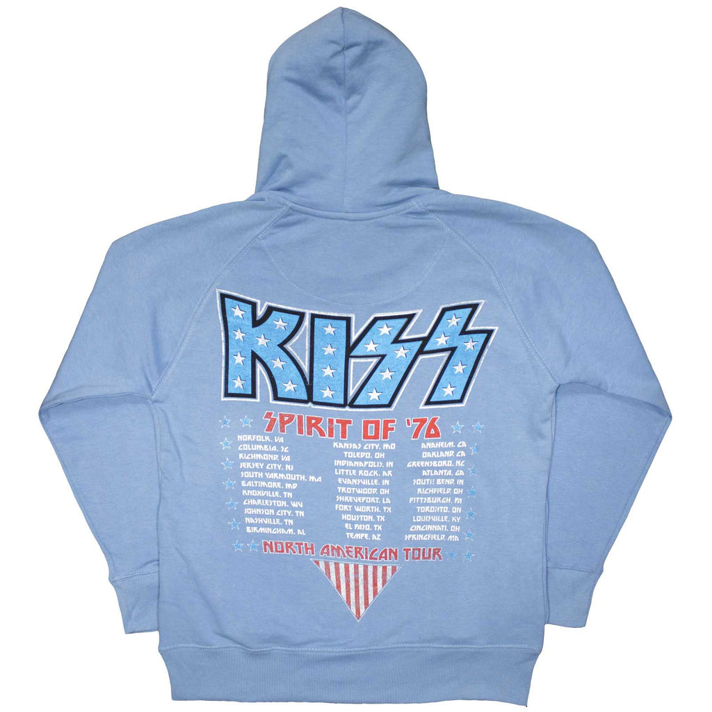 KISS Unisex Pullover Hoodie: Americana (Light Blue) (Back Print)