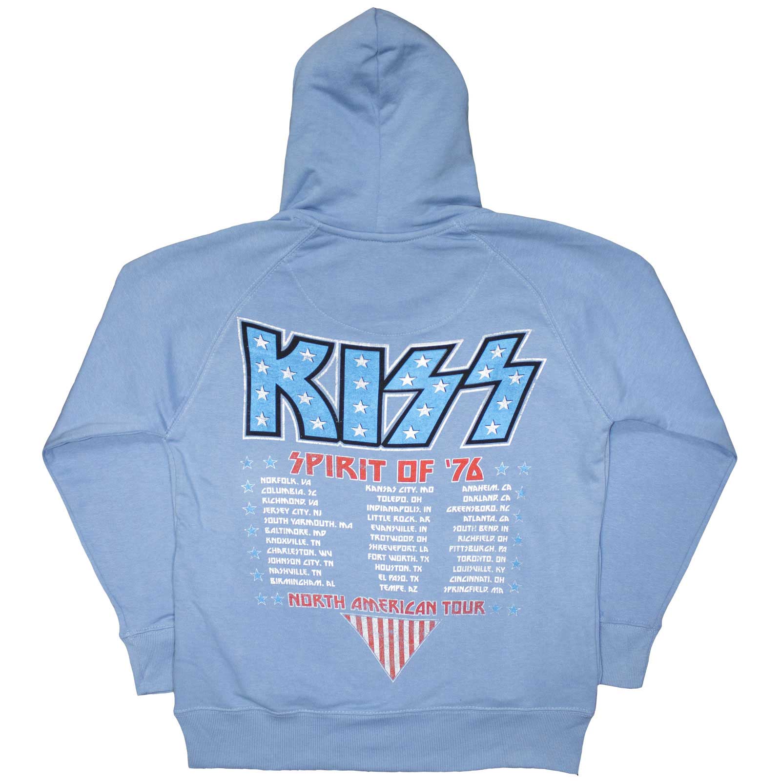 KISS Unisex Pullover Hoodie: Americana (Light Blue) (Back Print)