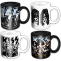 KISS Mini Mug Set: 4 Piece Set (Black & White) (Chrome Logo, Graphite Faces, Monster and Graphite Band)