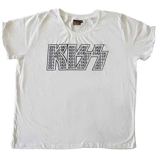 KISS Ladies Summer Pyjamas: Logo Infill (White & Black) (Ex-Tour)