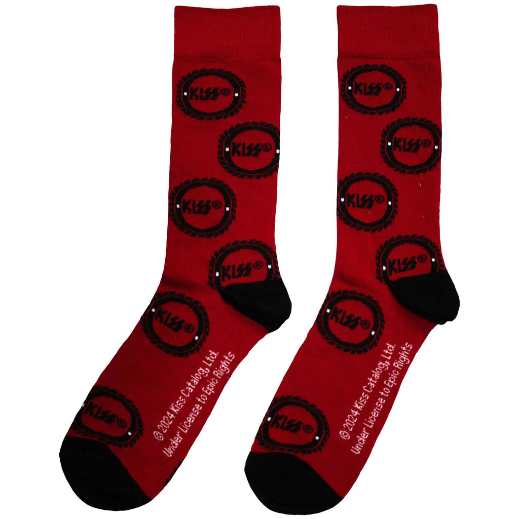 KISS Unisex Ankle Socks: Buzzsaw Logo Pattern (Red) (UK Size 6 - 11)