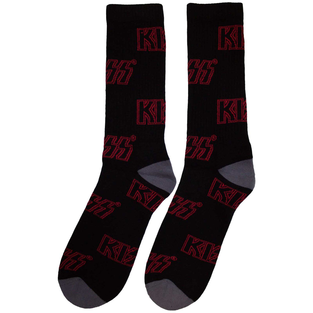KISS Unisex Terry Socks: Logo Pattern (Black)