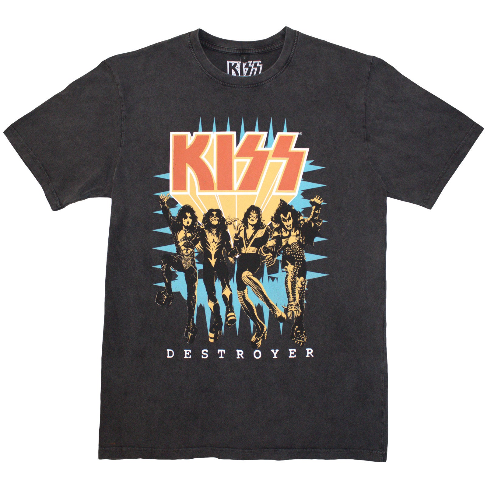 KISS Unisex Stone Wash T-Shirt: Destroyer 3D Logo (Charcoal Grey)