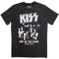 KISS Unisex Stone Wash T-Shirt: End Of The Road World Tour (Charcoal Grey)