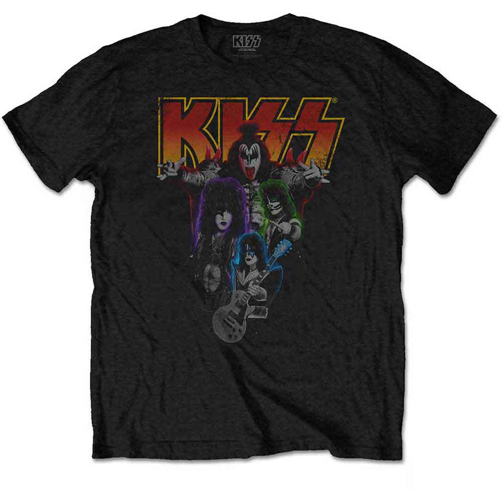 KISS Unisex T-Shirt: Neon Band (Black)