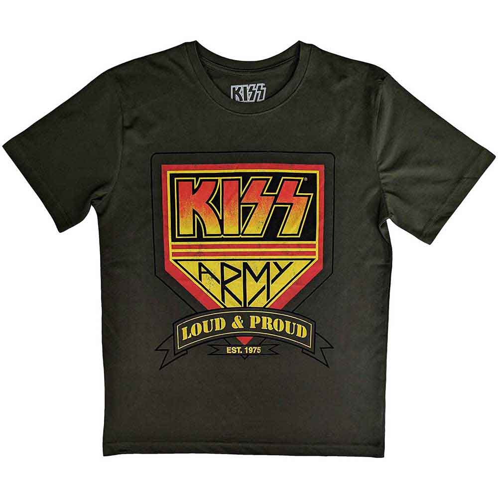 KISS Unisex T-Shirt: Loud & Proud (Military Green)