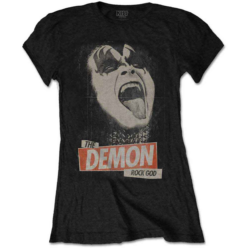 KISS Ladies T-Shirt: The Demon Rock (Black)