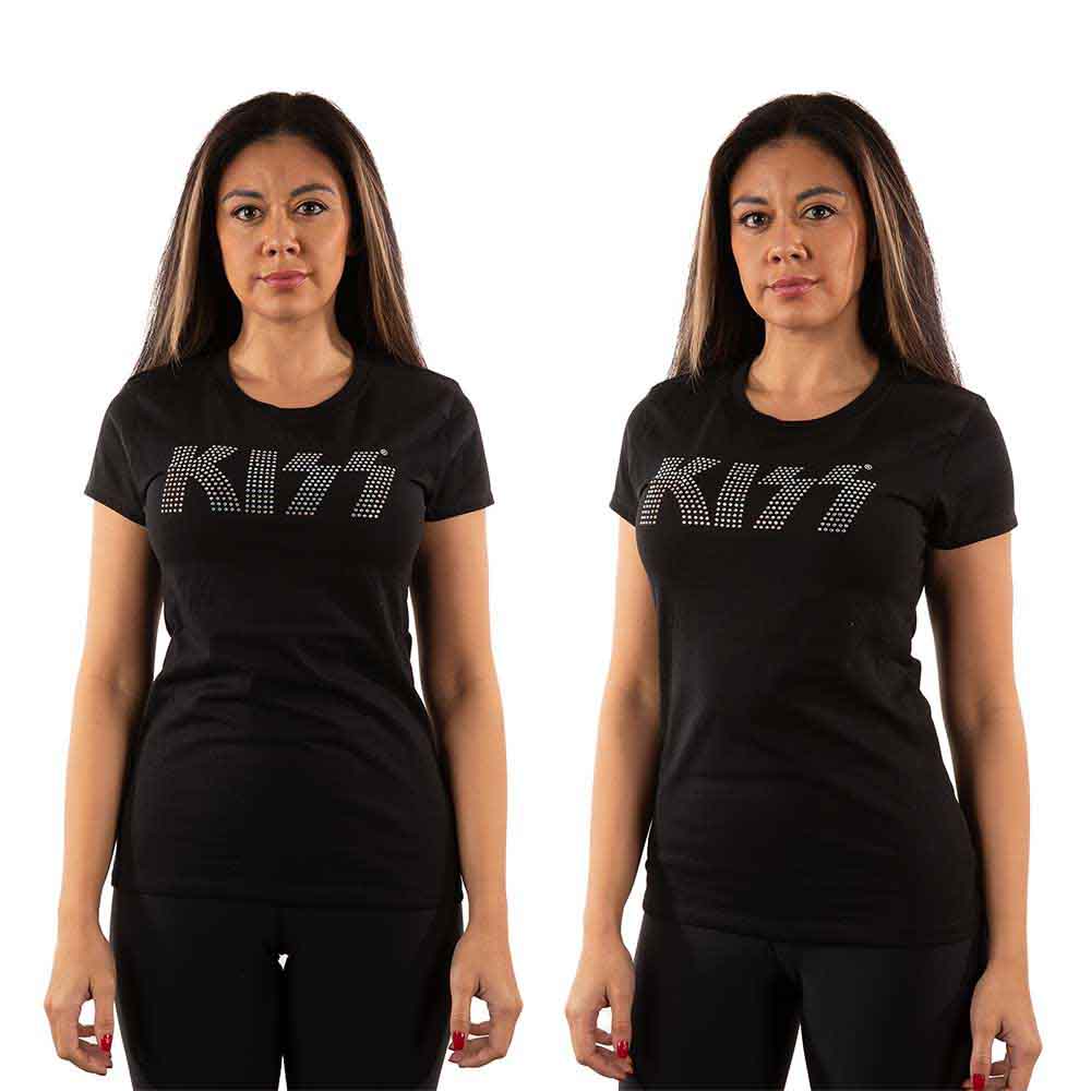 KISS Ladies T-Shirt: Logo (Black) (Embellished)