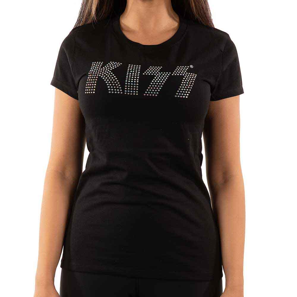 KISS Ladies T-Shirt: Logo (Black) (Embellished)