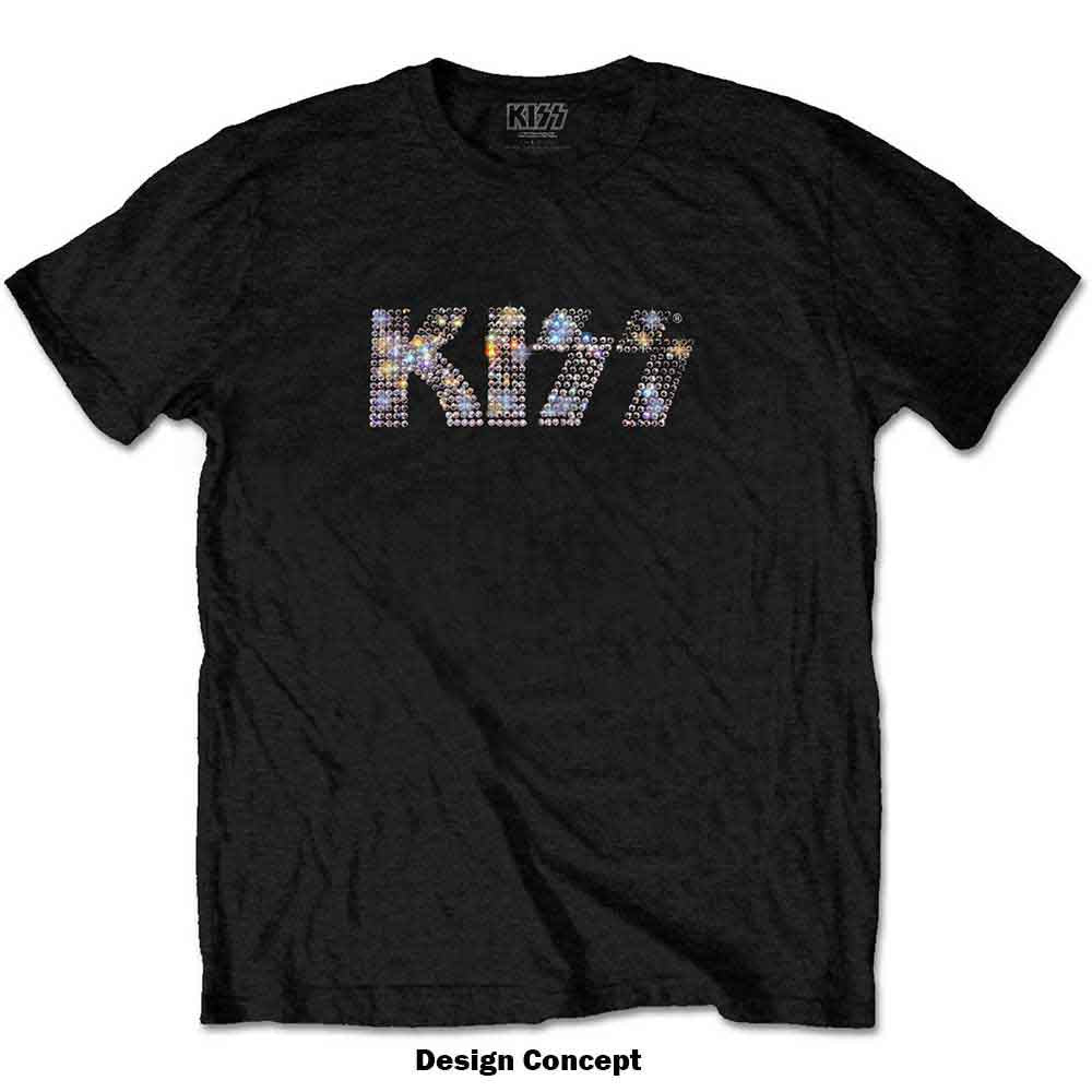 KISS Unisex T-Shirt: Logo (Black) (Embellished)