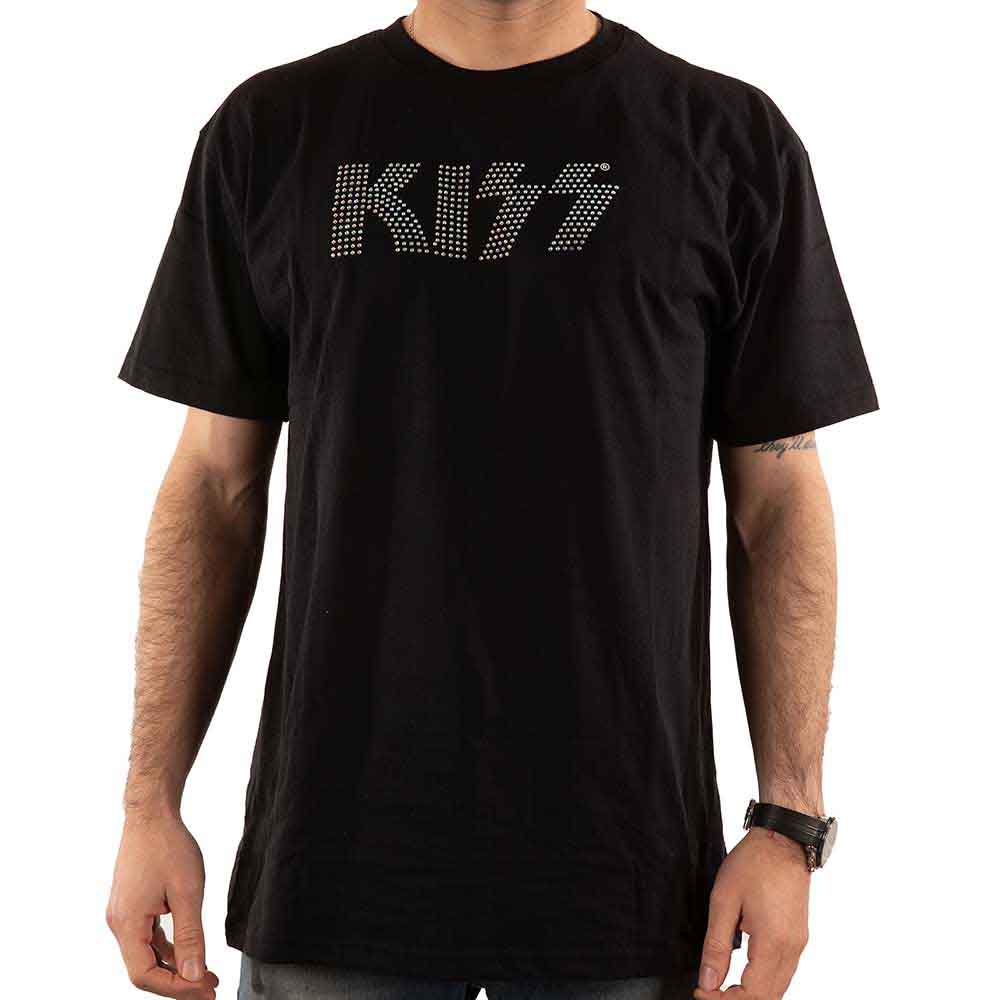 KISS Unisex T-Shirt: Logo (Black) (Embellished)