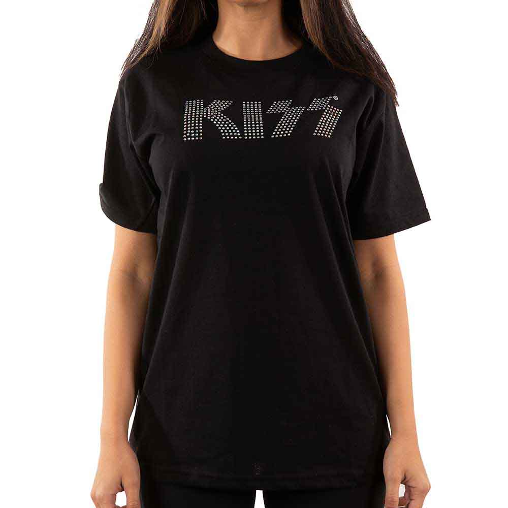 KISS Unisex T-Shirt: Logo (Black) (Embellished)