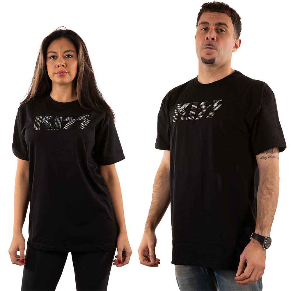 KISS Unisex T-Shirt: Logo (Black) (Embellished)