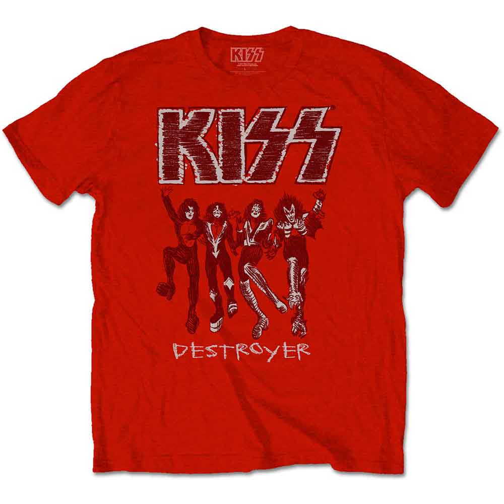 KISS Unisex T-Shirt: Destroyer Sketch (Red)