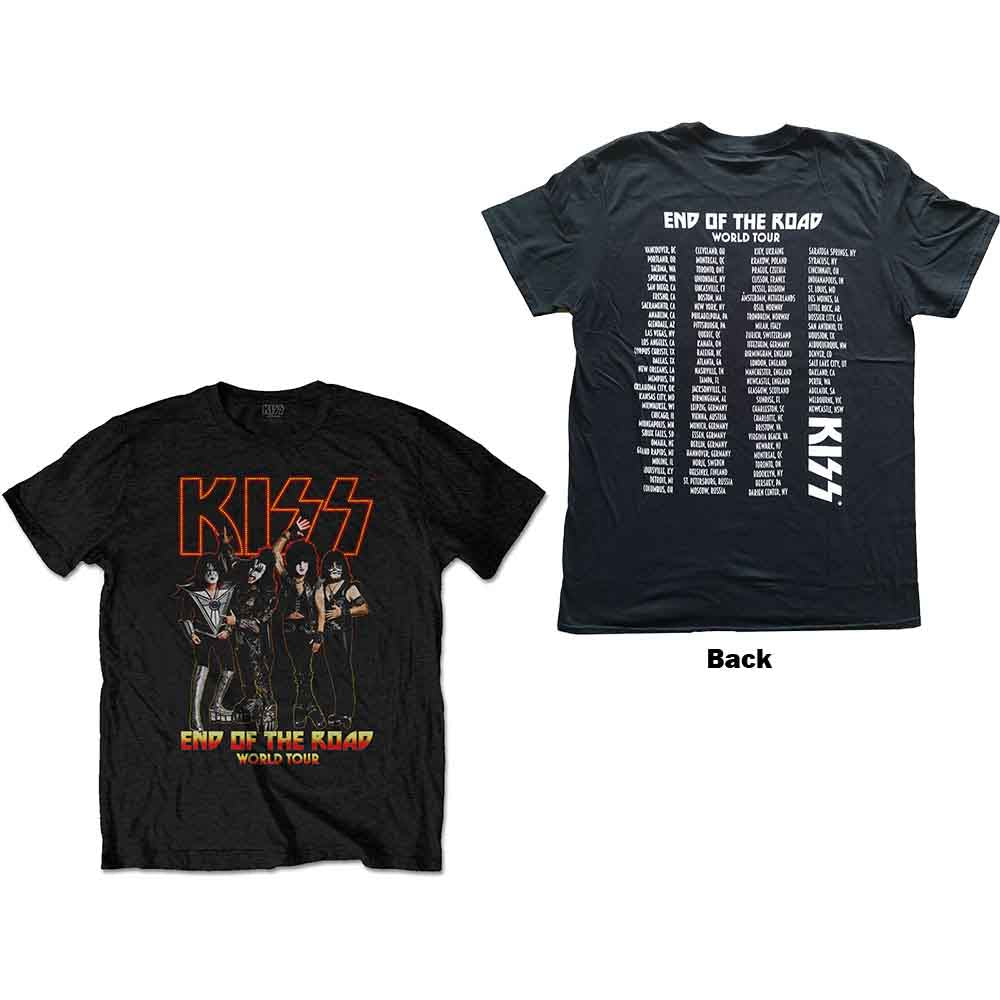 KISS Unisex T-Shirt: End Of The Road Tour (Black) (Back Print)