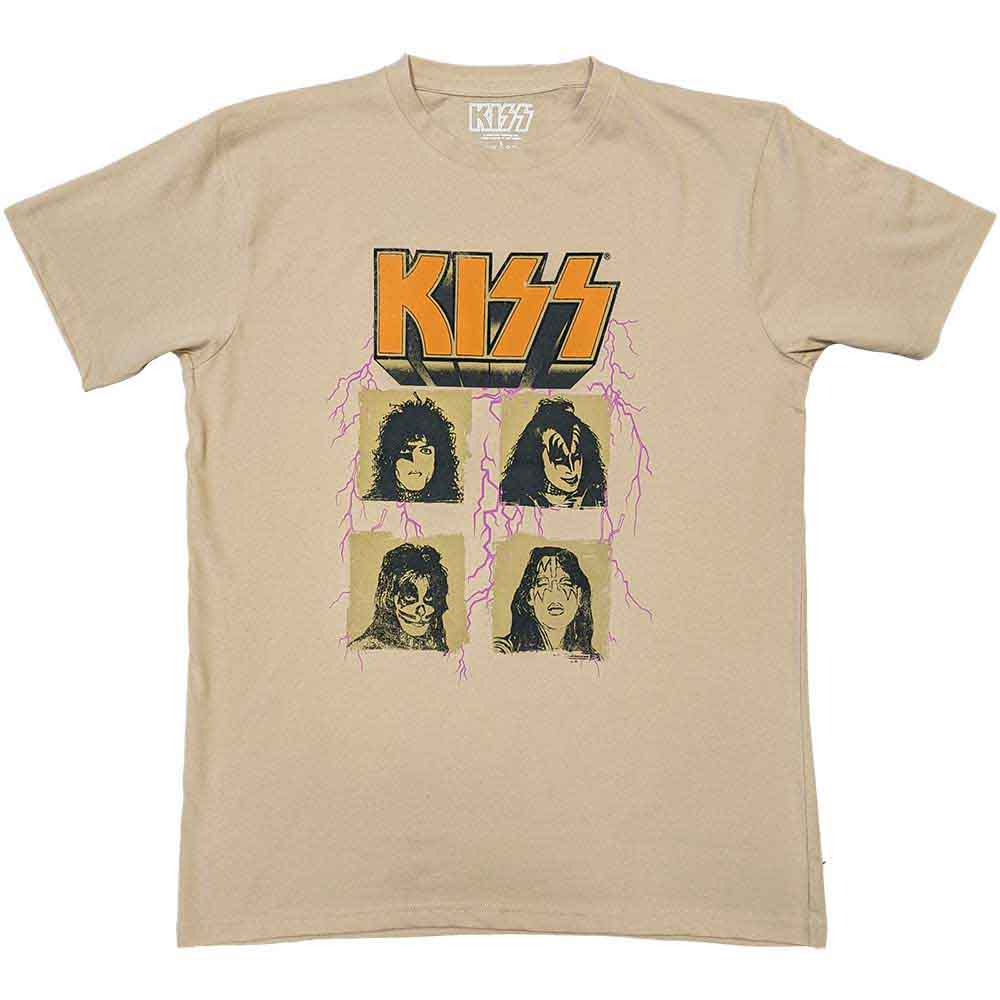 KISS Unisex T-Shirt: Lightning Photo (Sand)