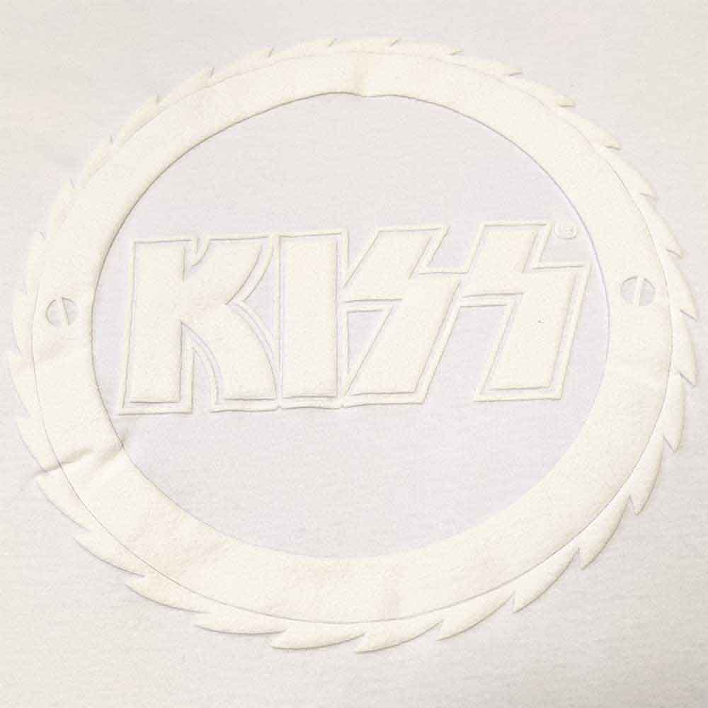 KISS Unisex T-Shirt: Buzzsaw Logo (White) (Hi-Build)