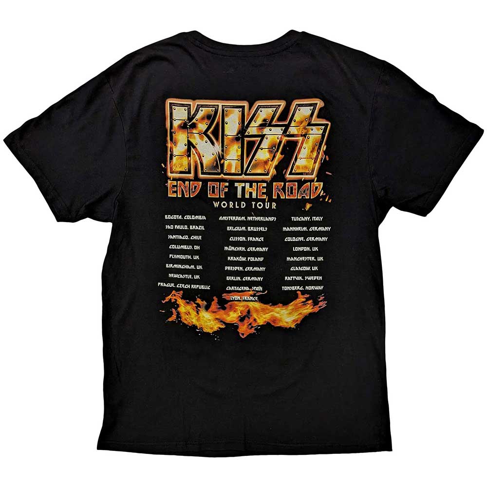 KISS Unisex T-Shirt: End Of The Road Tour Orange (Black) (Back Print)