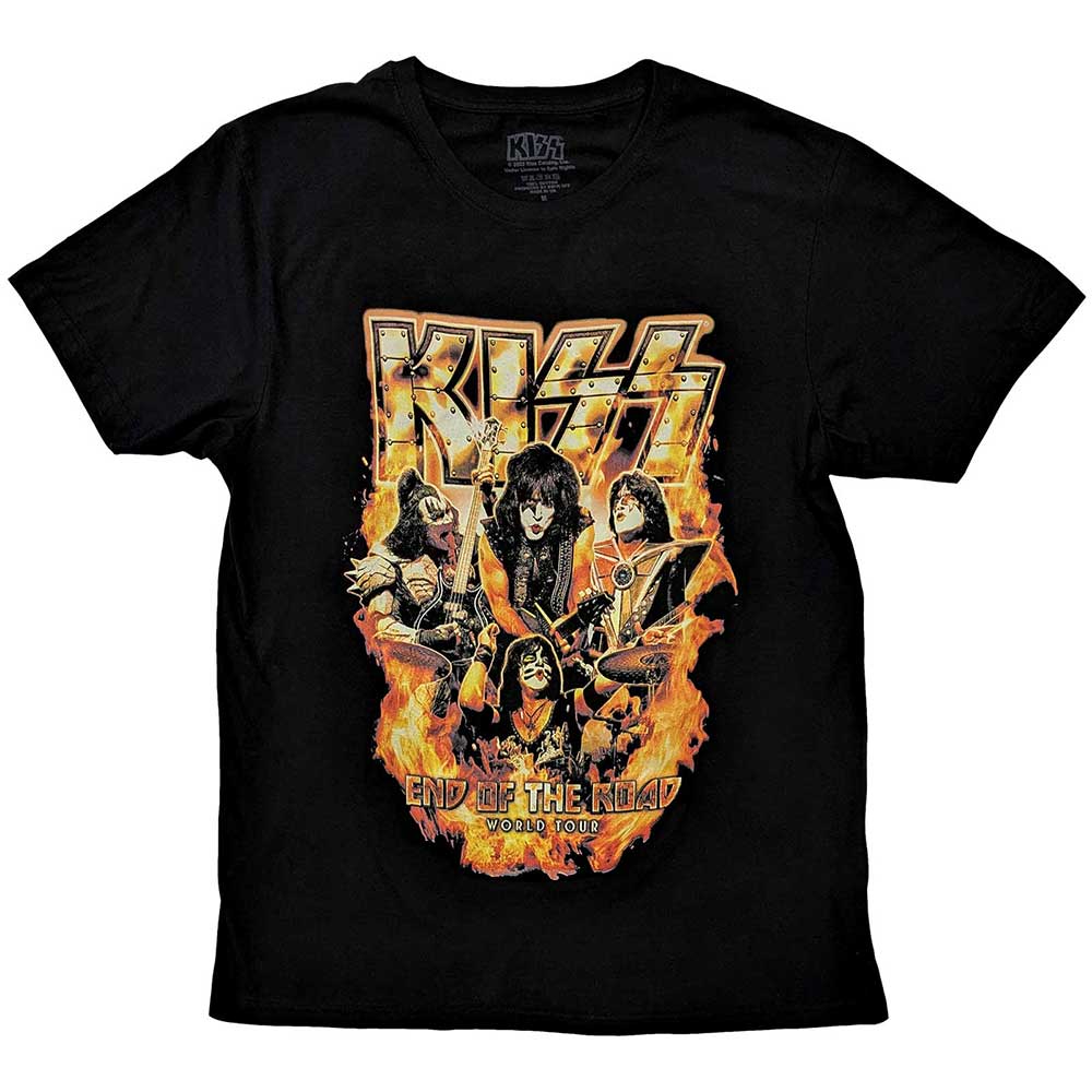 KISS Unisex T-Shirt: End Of The Road Tour Orange (Black) (Back Print)