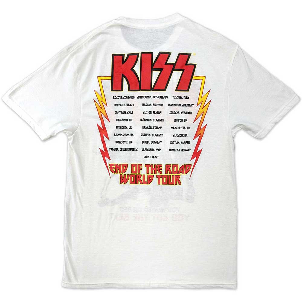KISS Unisex T-Shirt: End Of The Road You Got The Best (White) (Back Print)