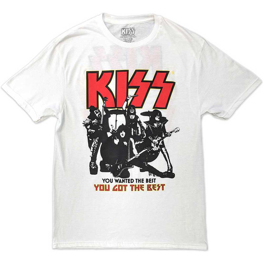 KISS Unisex T-Shirt: End Of The Road You Got The Best (White) (Back Print)