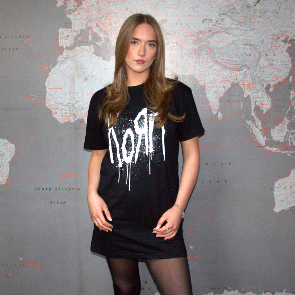 Korn Ladies T-Shirt Dress: Still A Freak (Black) (Back Print)