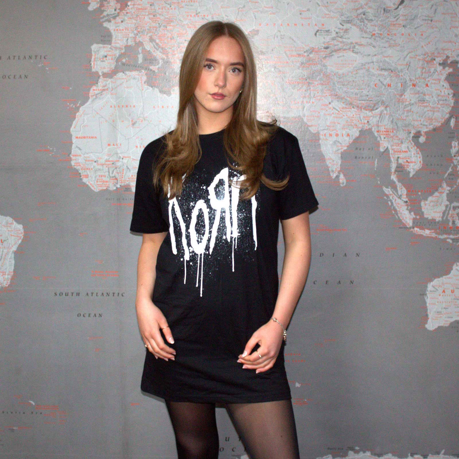 Korn Ladies T-Shirt Dress: Still A Freak (Black) (Back Print)