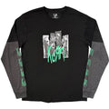 Korn Unisex 2 In 1 Layered Long Sleeve T-Shirt: Ripped Photos (Black & Charcoal Grey) (Sleeve Print)