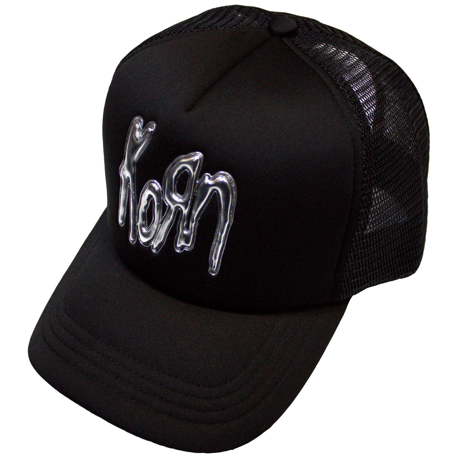Korn Unisex Mesh Back Cap: Sonic Silver Logo (Black) (Back Print)