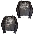 Korn Ladies Long Sleeve Mesh Crop Top: Still A Freak (Black) (Front & Back)