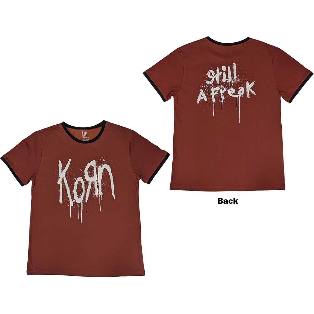 Korn Unisex Ringer T-Shirt: Logo (Red) (Back Print)