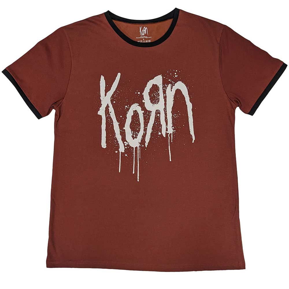 Korn Unisex Ringer T-Shirt: Logo (Red) (Back Print)