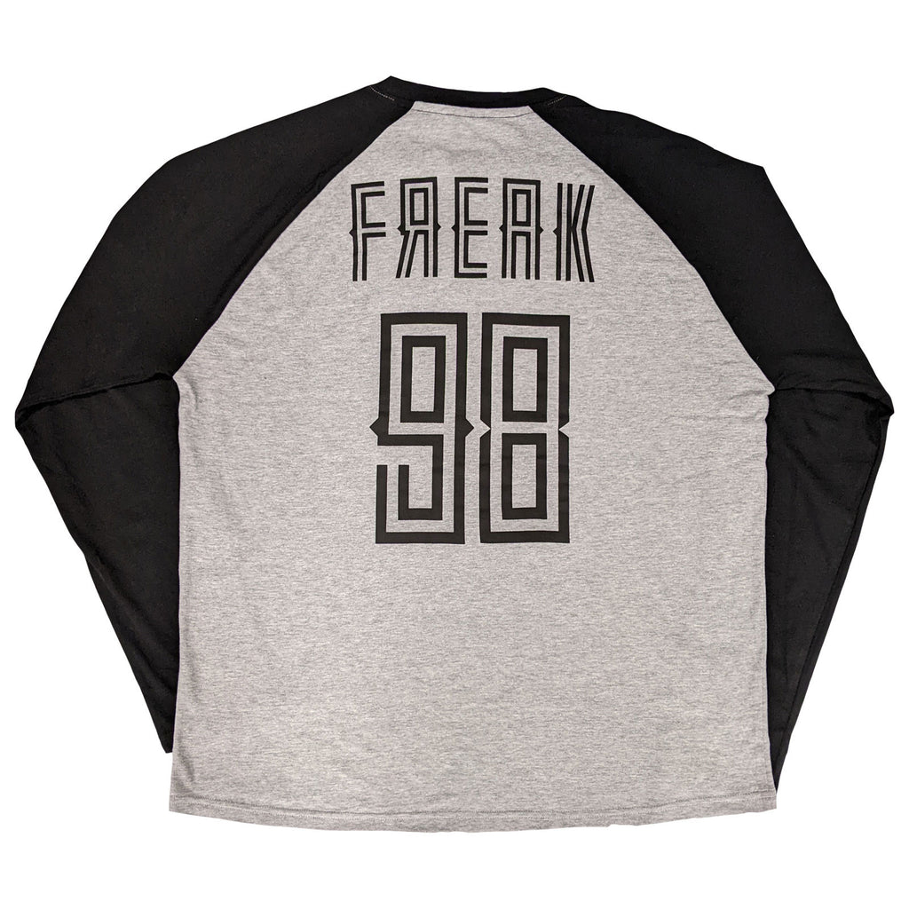 Korn Unisex Raglan T-Shirt: Freak '98 (Black & Grey) (Back Print)