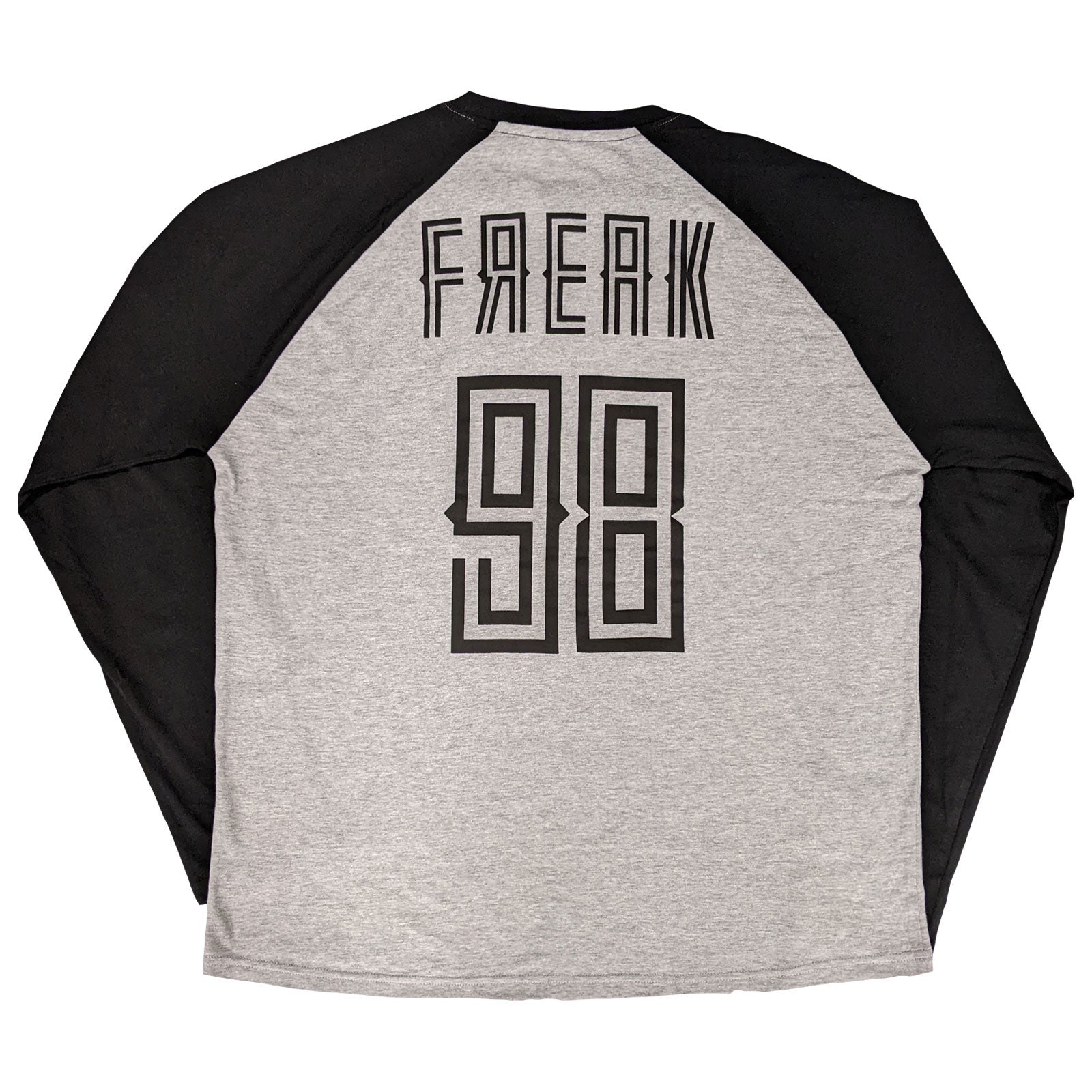 Korn Unisex Raglan T-Shirt: Freak '98 (Black & Grey) (Back Print)