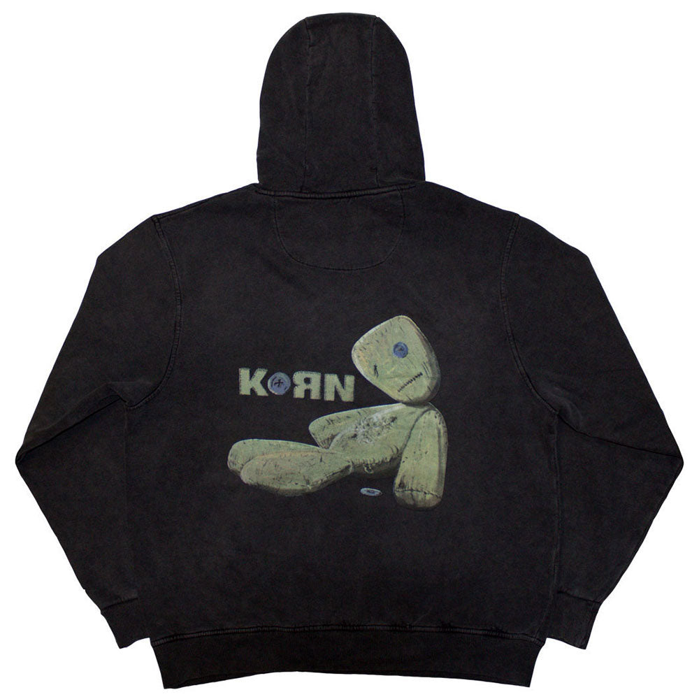 Korn Unisex Stone Wash Pullover Hoodie: Doll Issues (Charcoal Grey) (Back Print & Wash Collection)