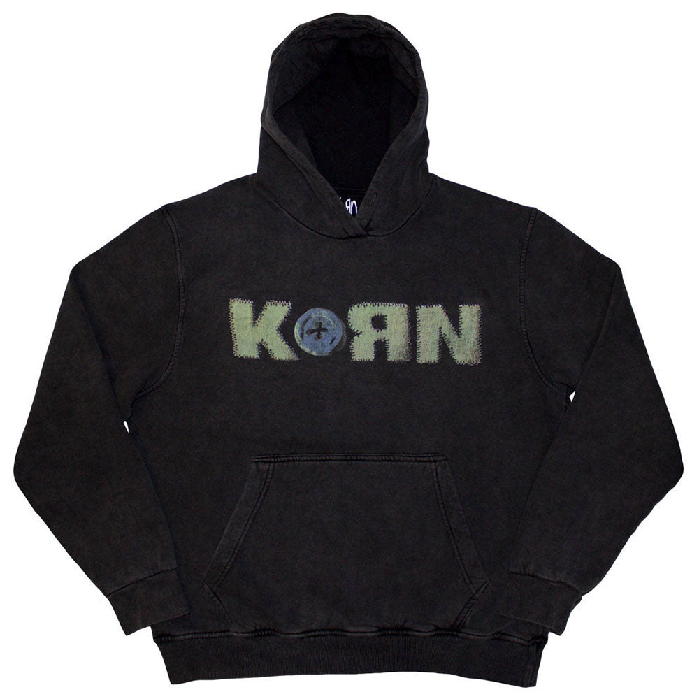 Korn Unisex Stone Wash Pullover Hoodie: Doll Issues (Charcoal Grey) (Back Print & Wash Collection)