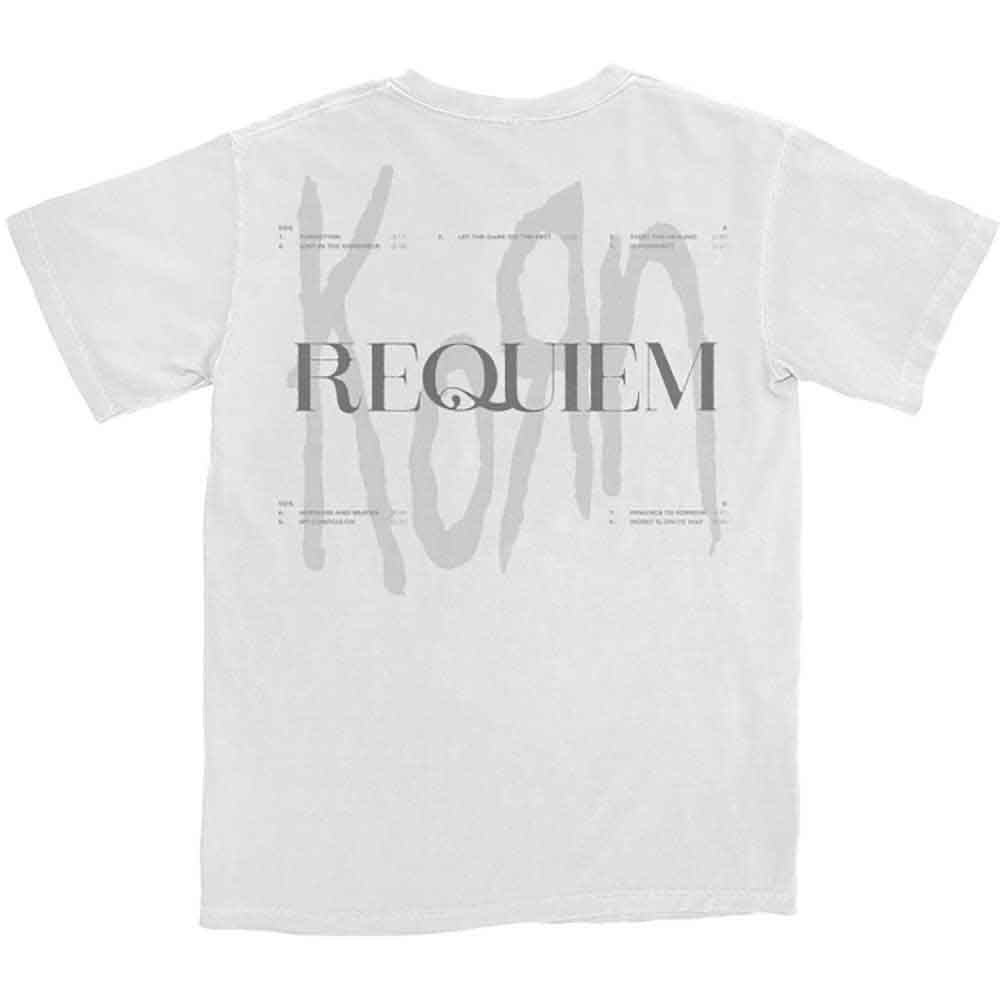 Korn Unisex T-Shirt: Requiem (White) (Back Print)