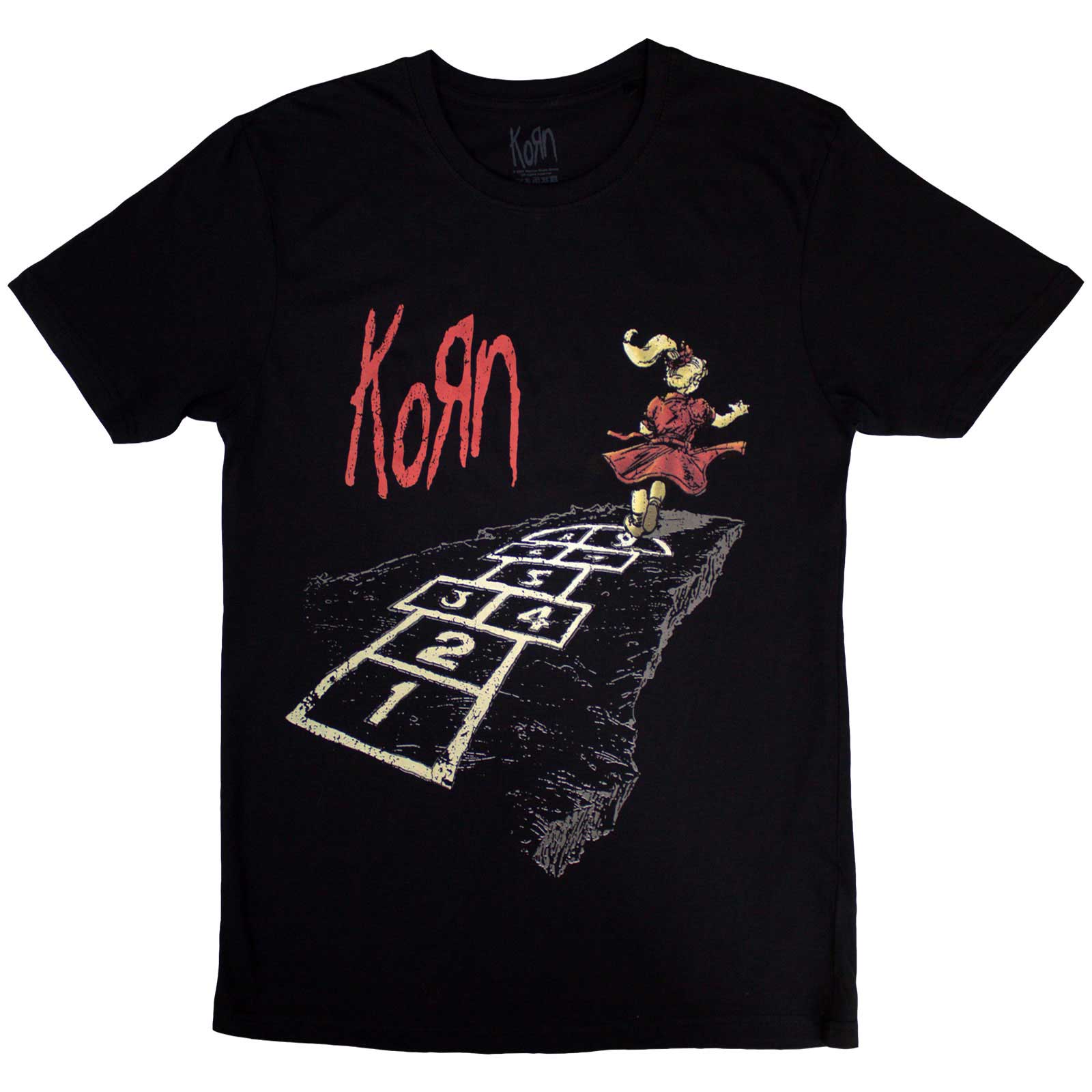 Korn Unisex T-Shirt: Follow The Leader Hopscotch (Black) (Back Print)