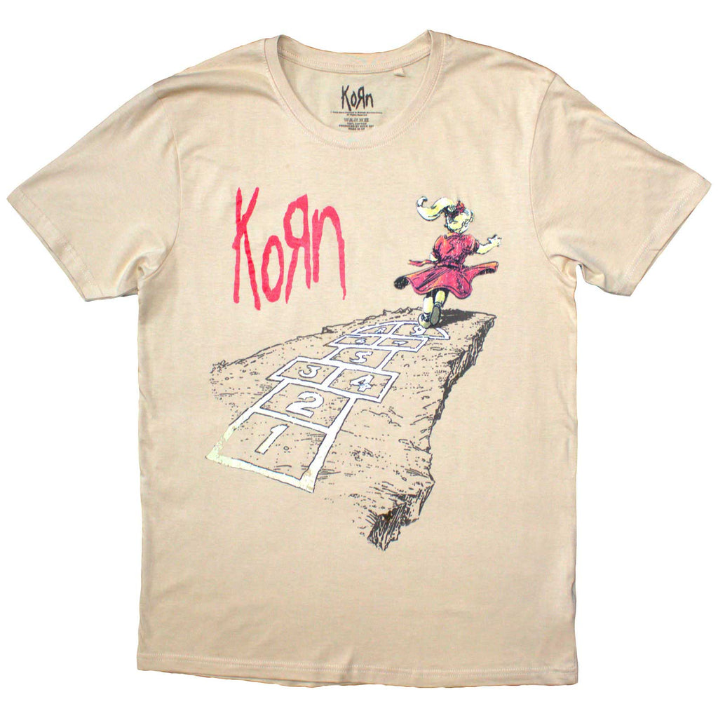 Korn Unisex T-Shirt: Follow The Leader Hopscotch (Sand) (Back Print)