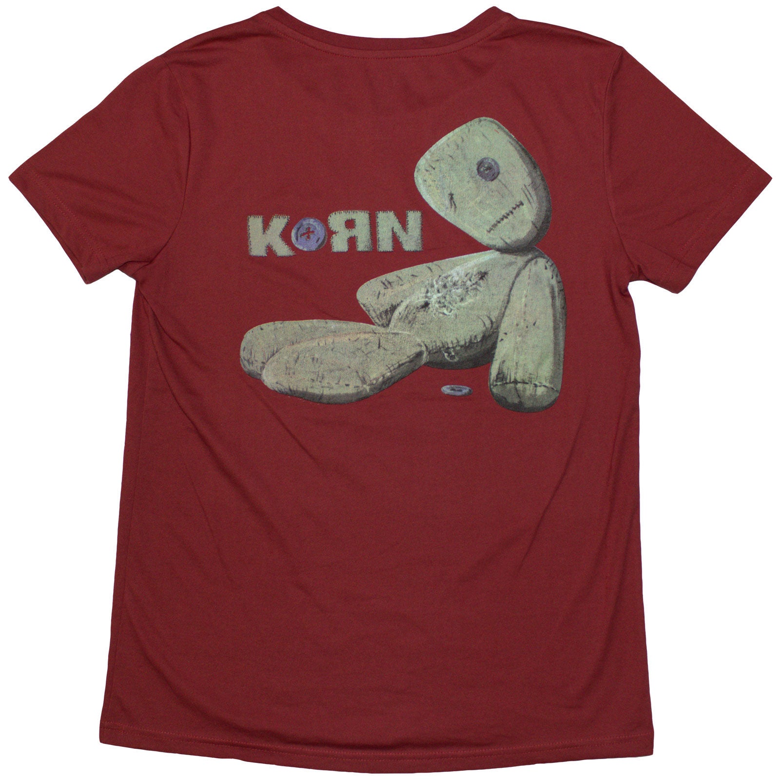 Korn Ladies T-Shirt: Doll Issues (Red) (Back Print)