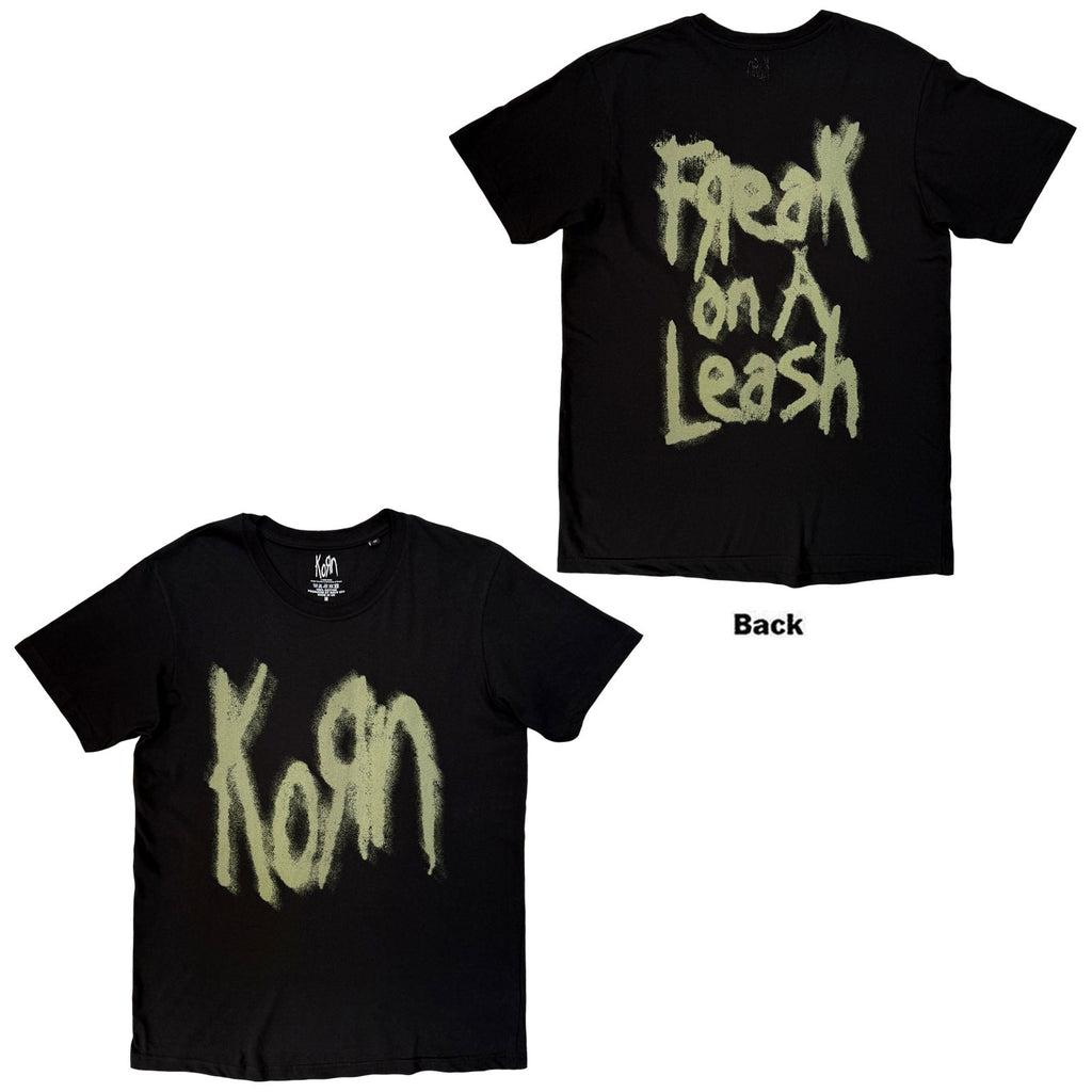 Korn Unisex T-Shirt: Freak On A Leash (Black) (Back Print)