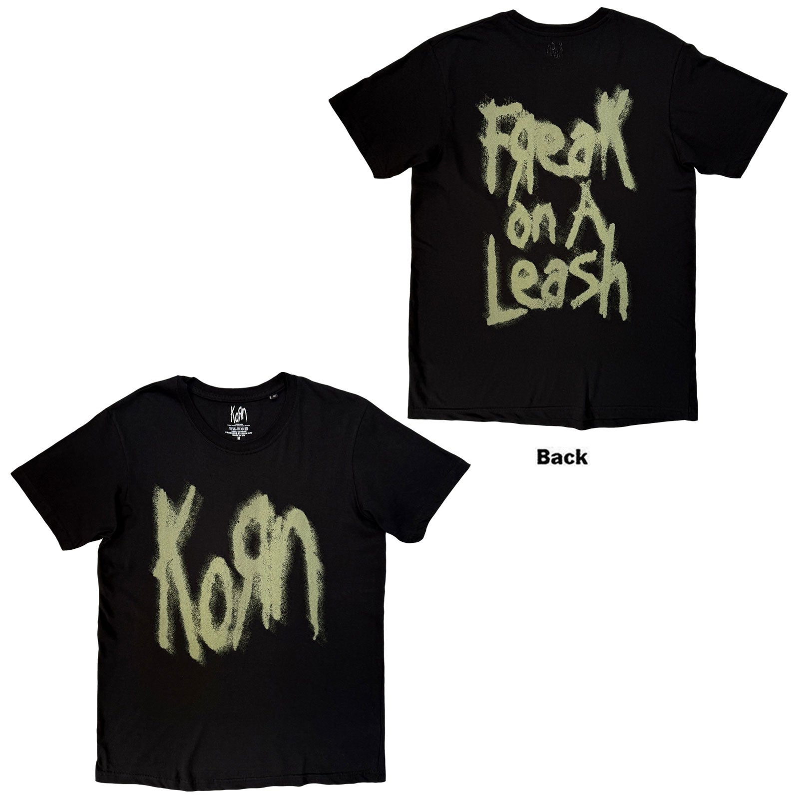 Korn Unisex T-Shirt: Freak On A Leash (Black) (Back Print)