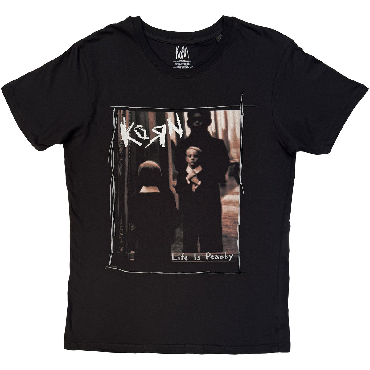 Korn Unisex T-Shirt: Life Is Peachy Scribbles (Black)