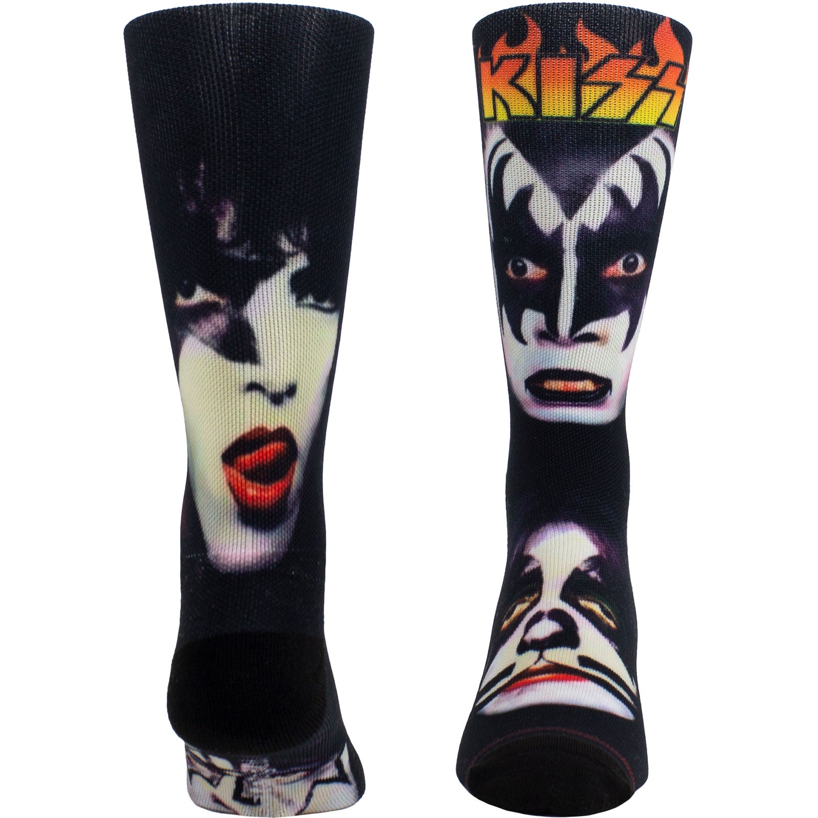 KISS Unisex Crew Socks: Faces Sublimation (Black)  (UK Size 6.5 - 11)