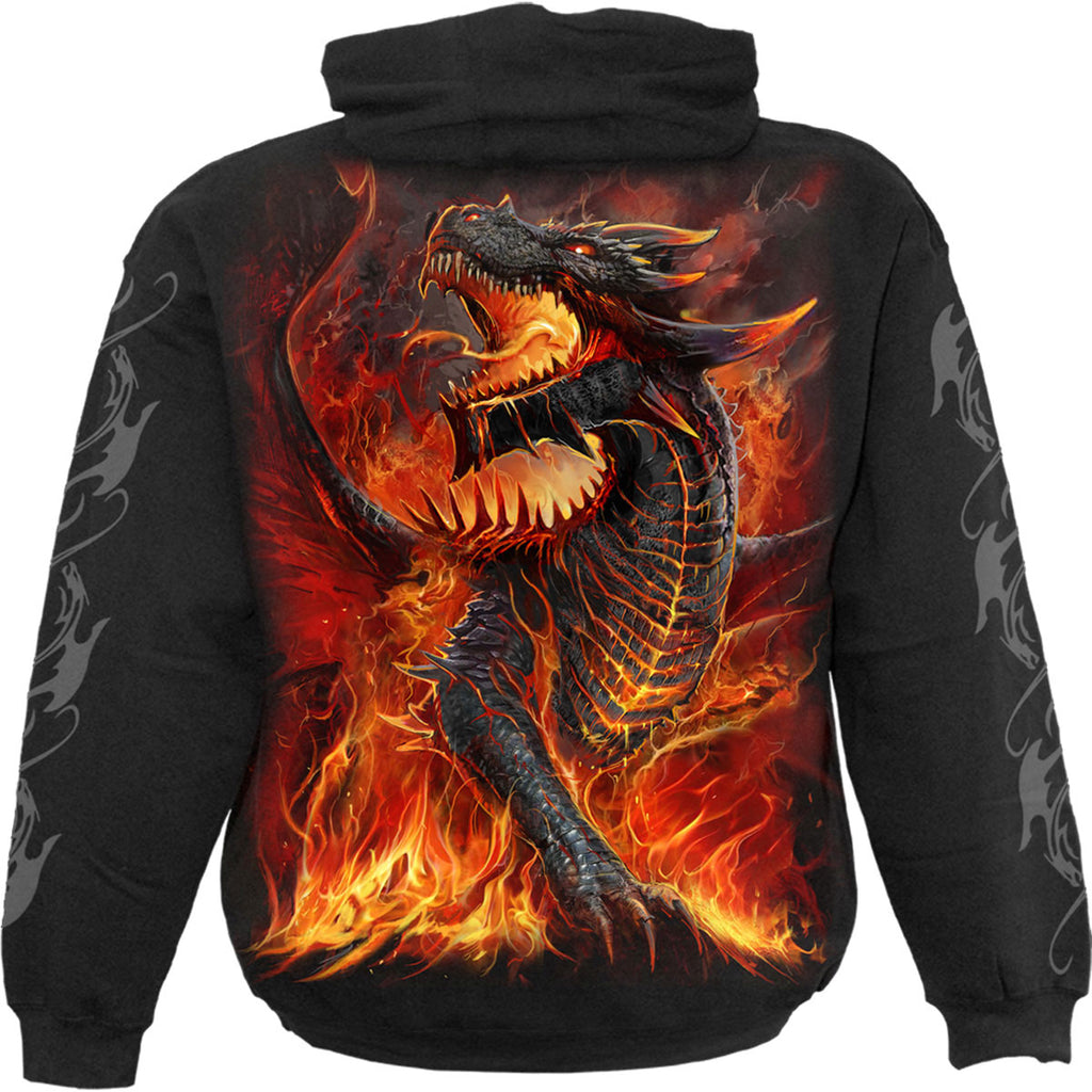 Spiral Unisex Pullover Hoodie: Draconis (Black) (Back & Sleeve Print)