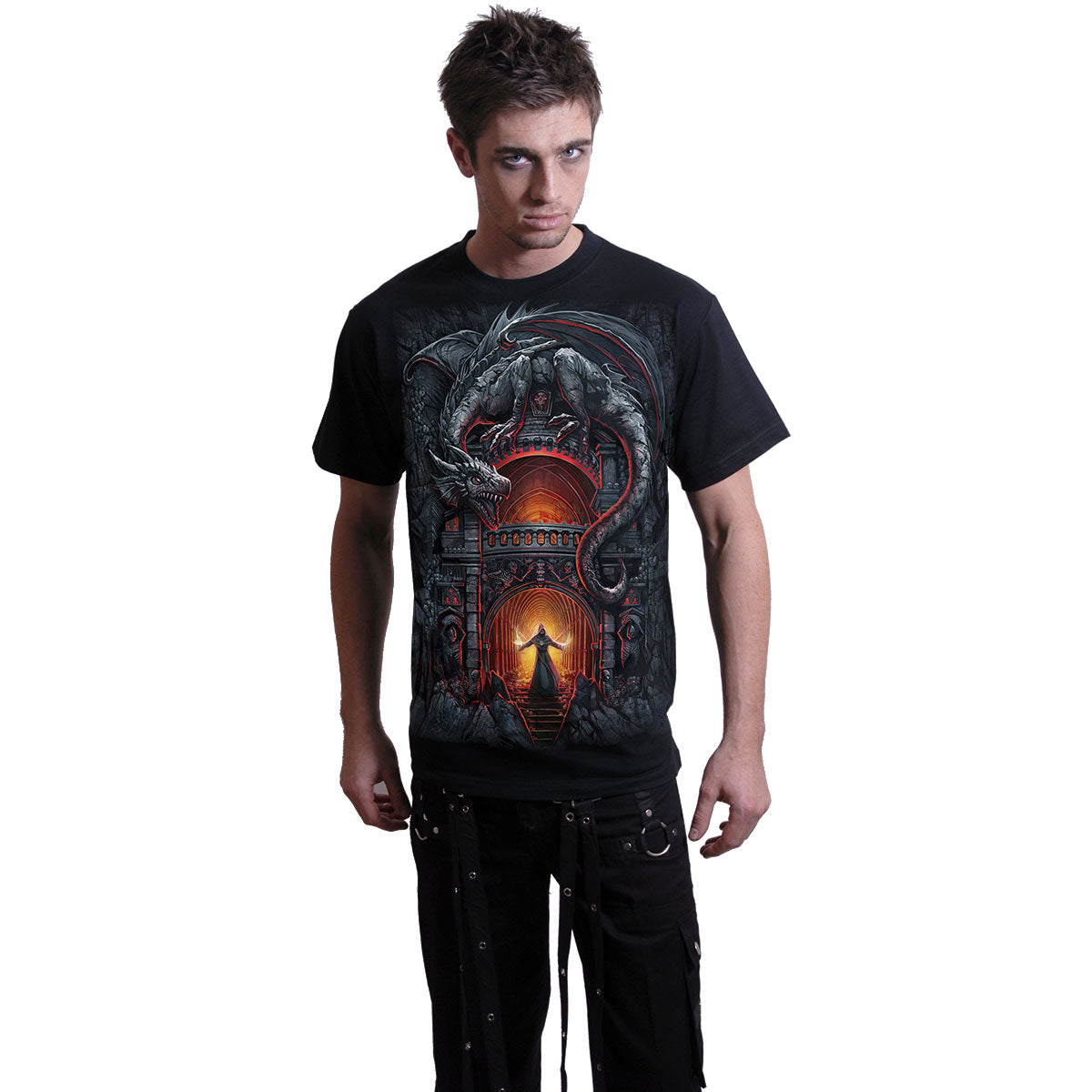 Spiral Unisex T-Shirt: Dragon's Lair (Black) (Back Print)