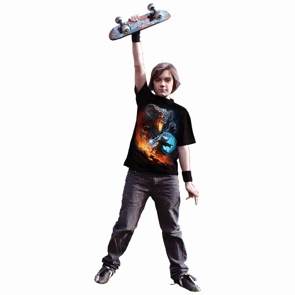 Spiral Kids T-Shirt: Infernal Duel (Black) (Back Print)