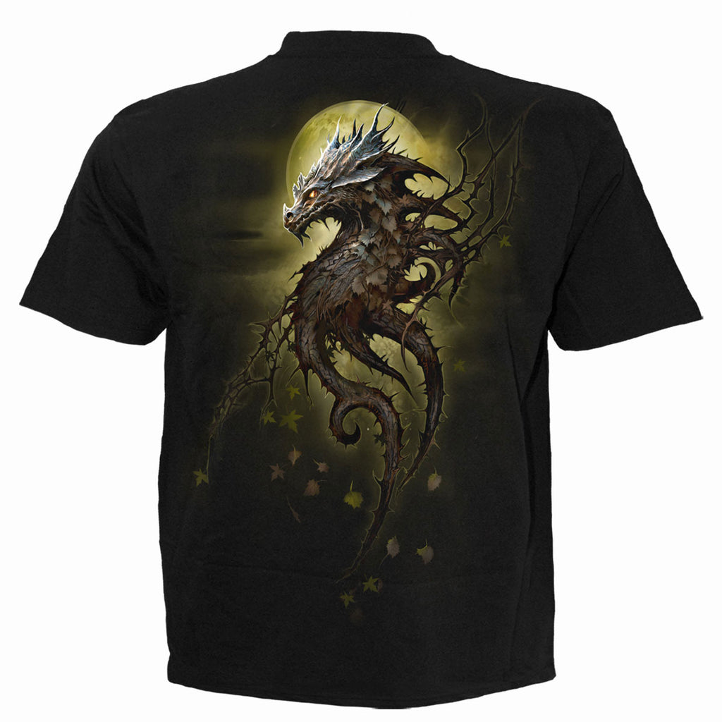 Spiral Unisex T-Shirt: Oak Dragon (Black) (Back Print)